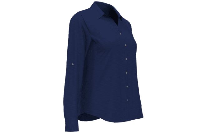 dark blue women's button-down dress shirt - corporate apparel employee uniform