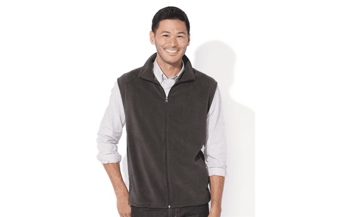 man wearing gray full-zip vest - corporate apparel employee uniform