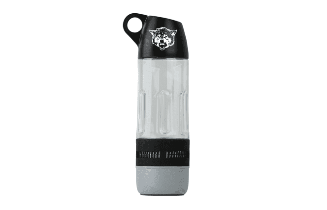 Ida sport water bottle with Bluetooth speaker & lid showing team logo