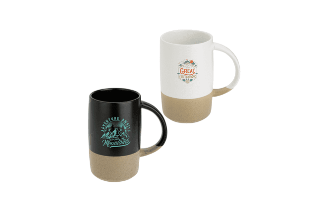 pair of two-tone mugs with unglazed base