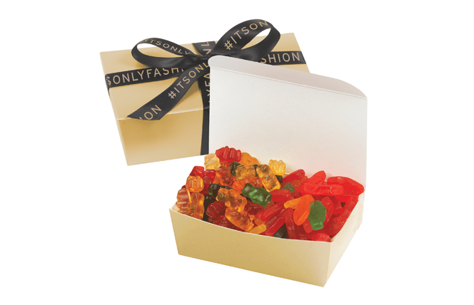 candy gift box with gummy bears and Swedish fish