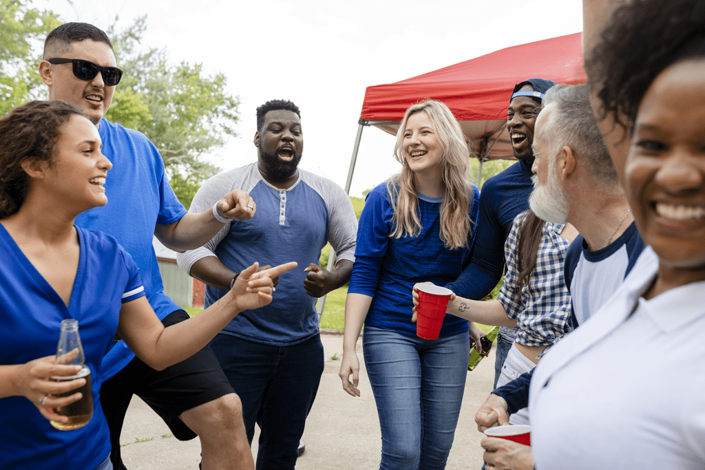 friends partying at a tailgate event