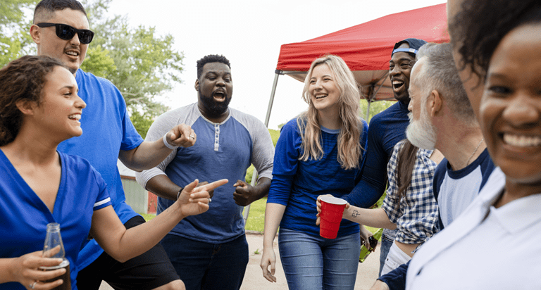 friends partying at a tailgate event