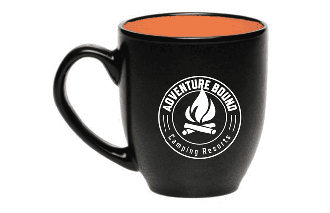 black ceramic mug with orange interior coating
