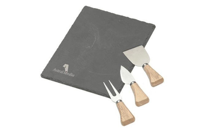 slate cheese board with utensils