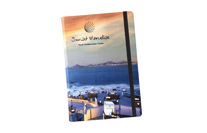 custom photo cover journal with elastic closure strap