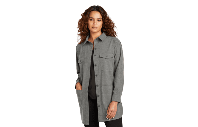 Women’s Long Sleeve Twill Overshirt with buttons and double chest pockets