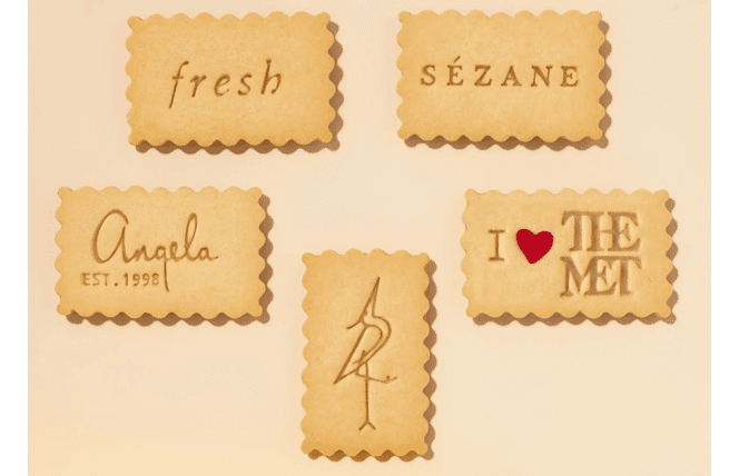 Vanilla Shortbread Cookies stamped with custom messages