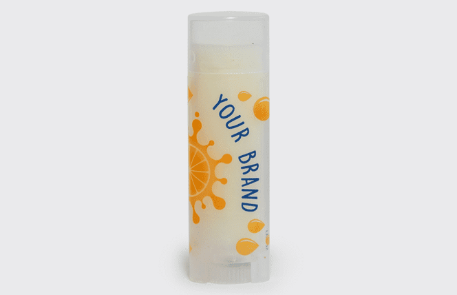 lip balm in clear, brandable tube