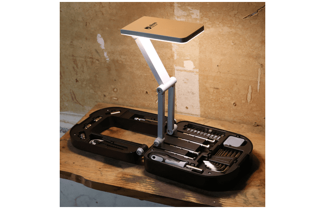 branded portable tool kit with pop-up LED light