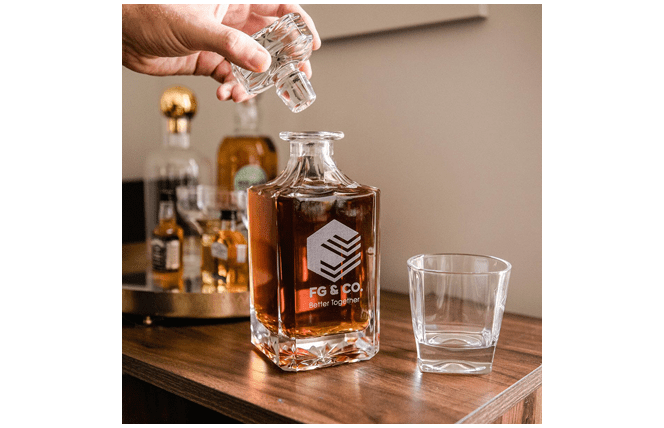 custom engraved decanter with matching glasses