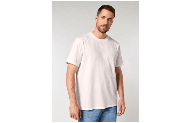 man wearing white organic cotton t-shirt